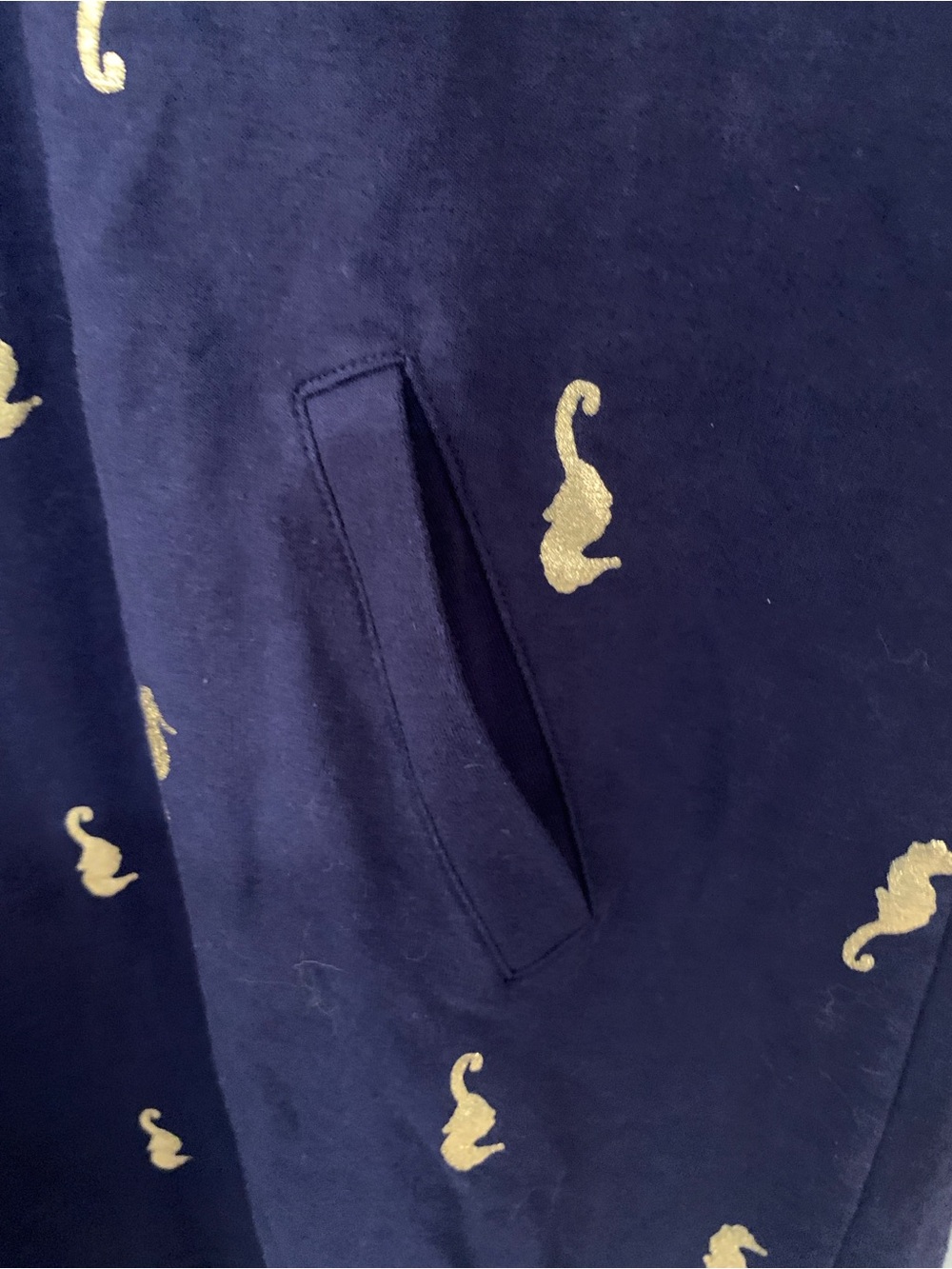 Lilly Pulitzer Navy Long Sleeve Dress with Gold Seahorse Print M - Picture 6 of 9